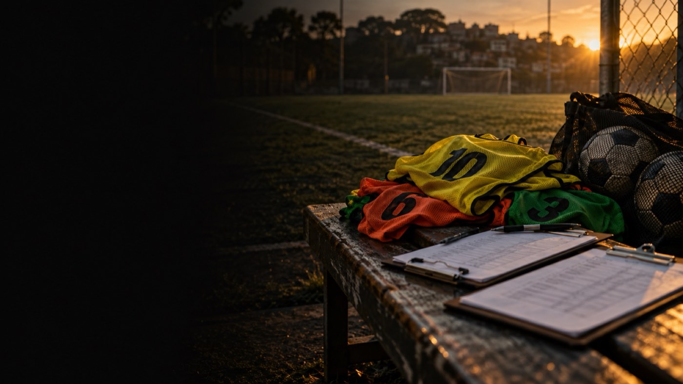Famílias num evento de escola de futebol